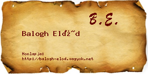 Balogh Előd névjegykártya